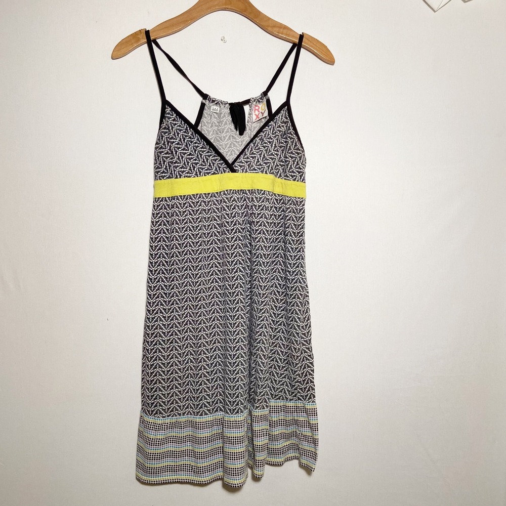 Roxy Mini Dress Womens Medium Geometric Summer Beach Sundress Coastal Boho